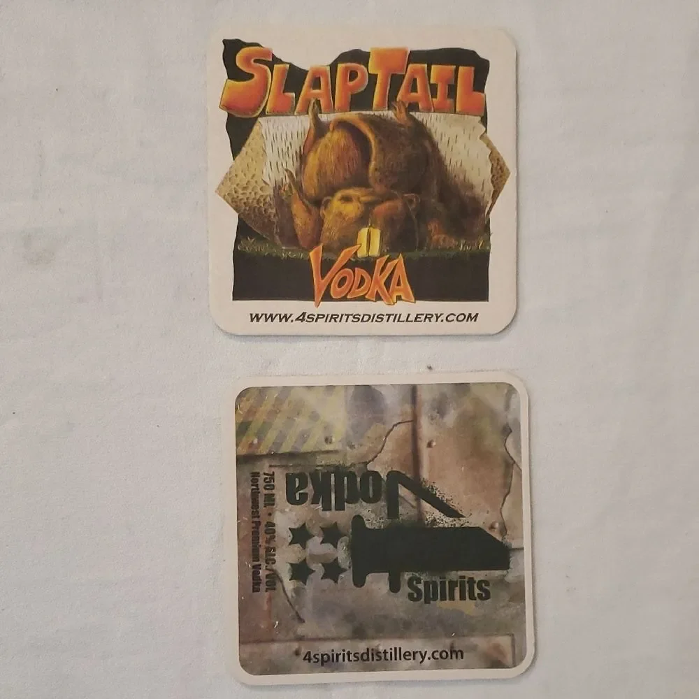 Webfoot Vodka and 4 Spirits Cardboard Coasters 🌏5/$10🌏